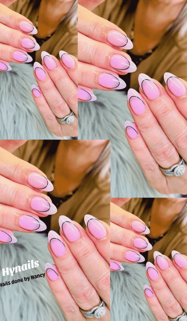 Pink french tip almond nails Hy Nails Inc Cambridge ON
